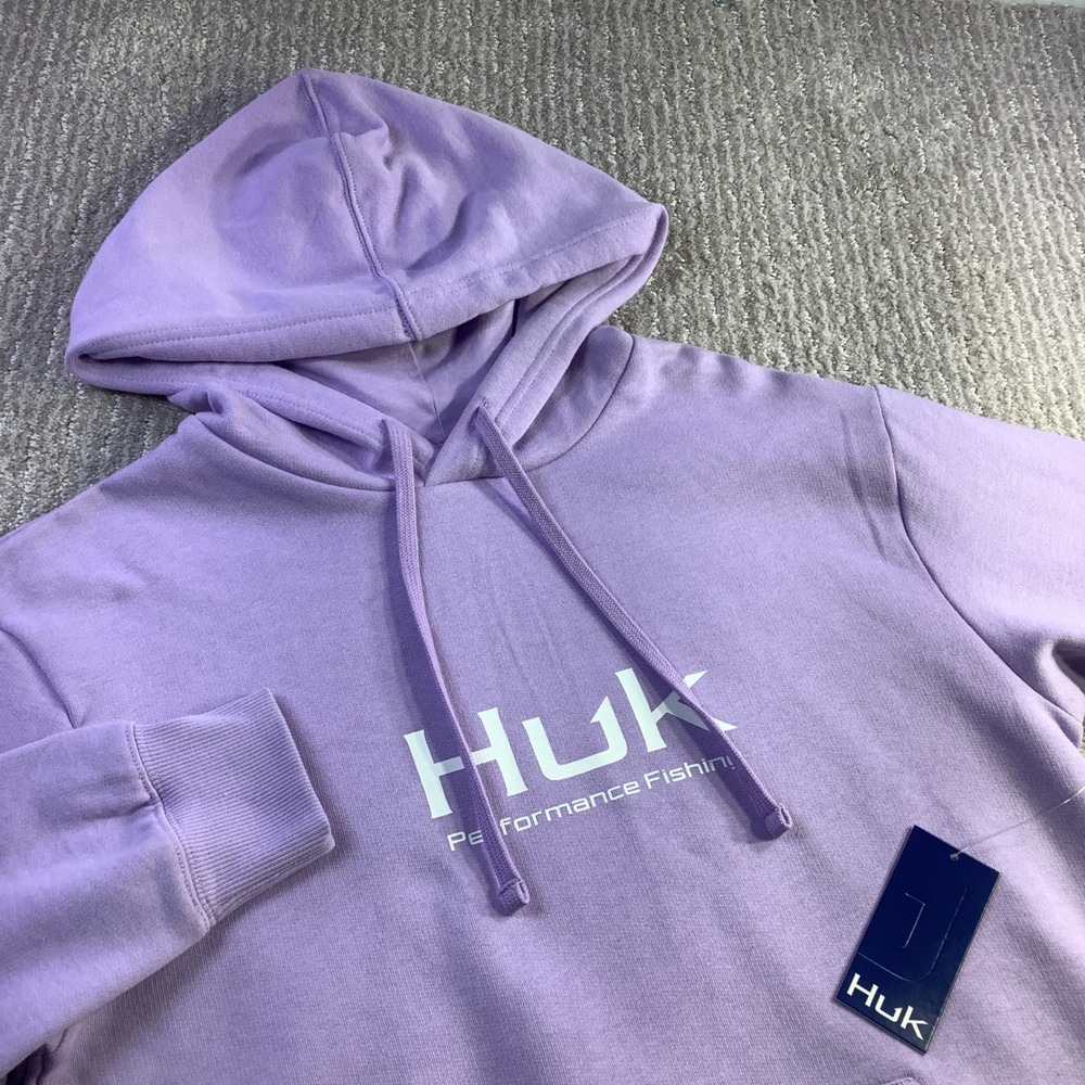 Huk Performance Fishing Lavender Purple Fleece Hoodie Womens Size XS NWT